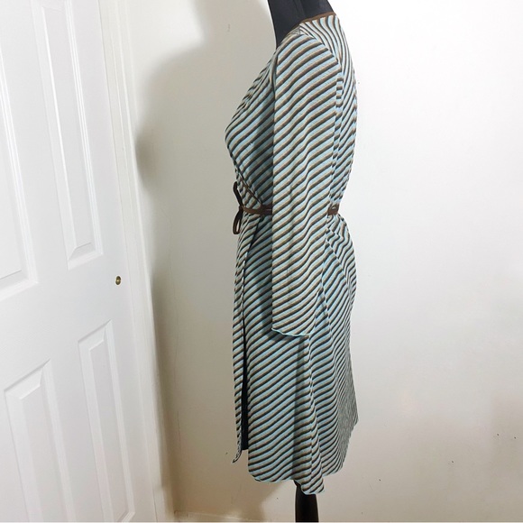 MARIO BALTHAZAR LONG SLEEVE STRIPE PRINT WRAP MIDI DRESS SIZE SMALL - Picture 5 of 7